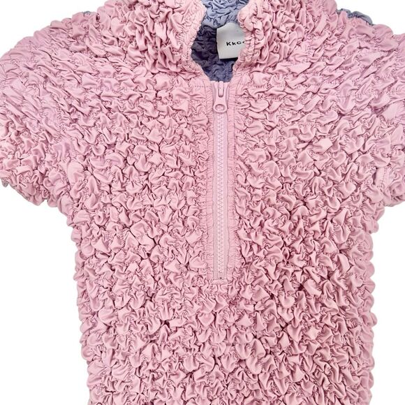 KkCo Split Popcorn Polo Shirt New Size XS Baby Tee Y2K - Picture 2 of 9